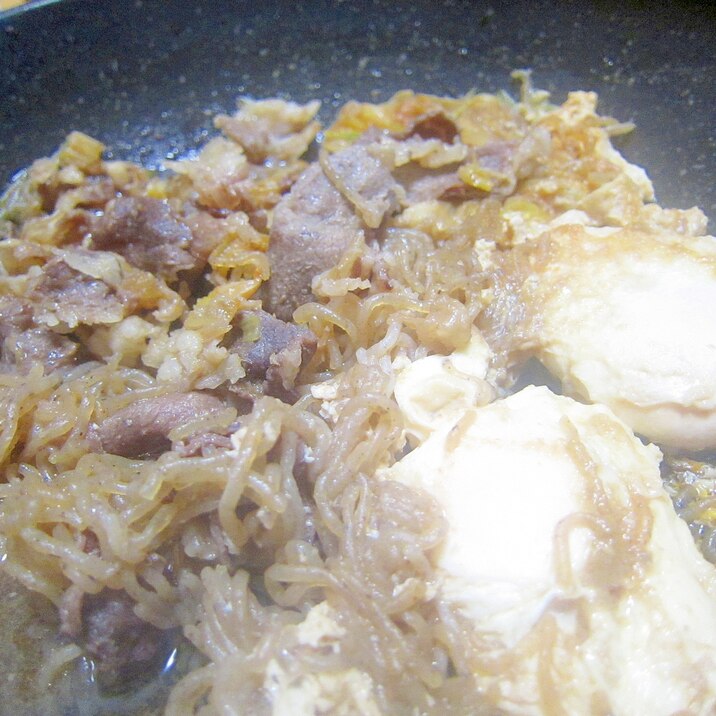 牛肉としたらきとニンジン味醂と葱すき焼きグリル